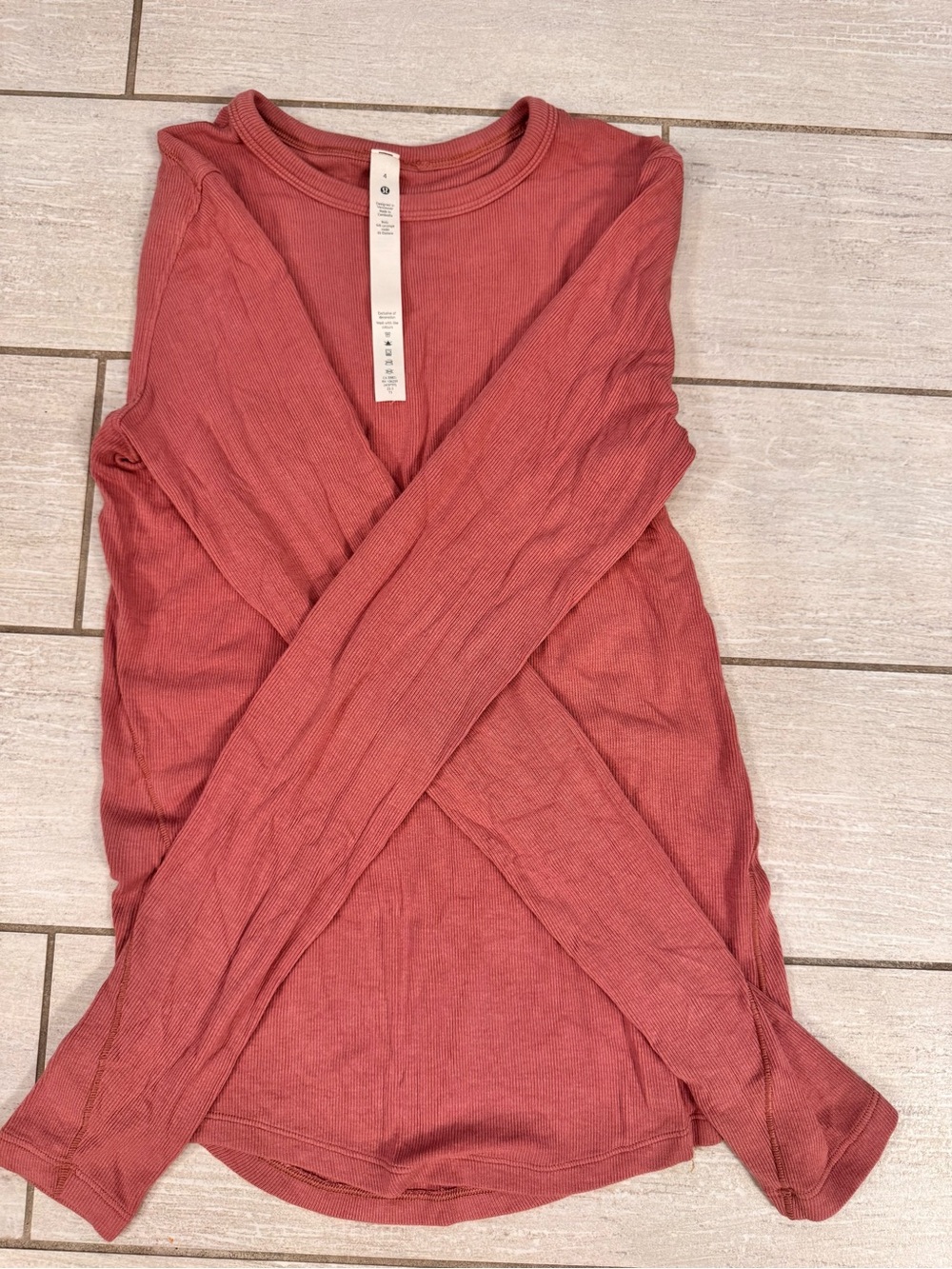 Long Sleeve Ribbed Top - Dusty Rose